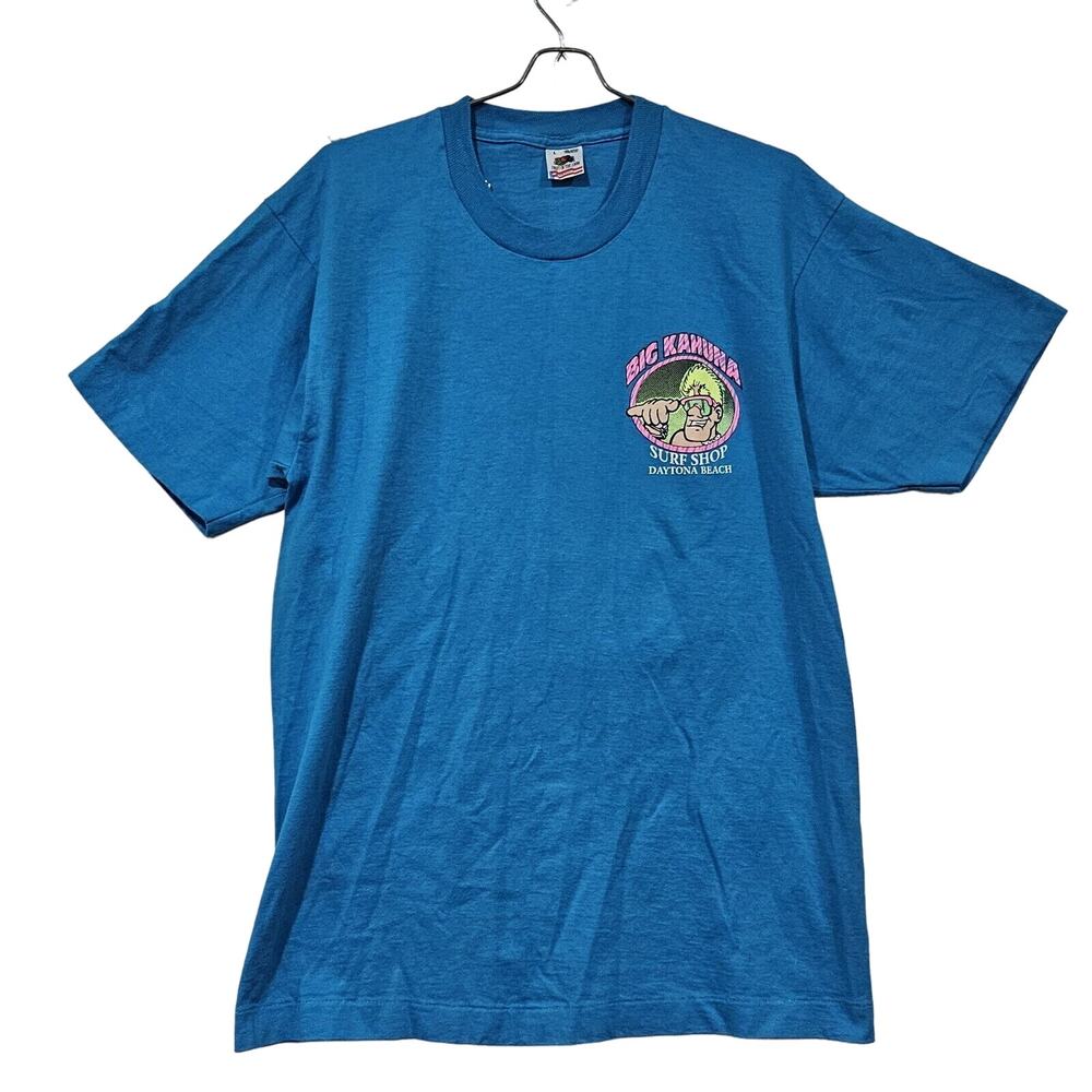 Daytona Beach Big Kahuna Surf Shop Neon TShirt Large Fruit Of Loom Cotton USA - Picture 2 of 9